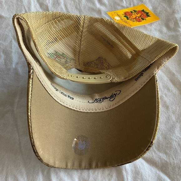 Ed Hardy Gold Trucker Hat with Dragon Design main image 5